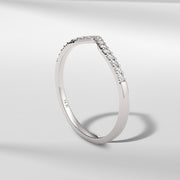 14k Solid Gold Petite Chevron Diamond Ring